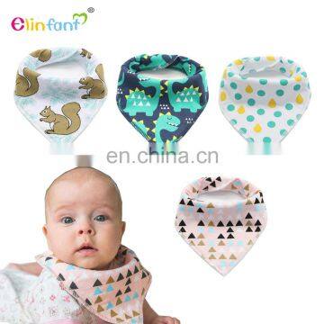 Elinfant baby products manufactuer 100% cotton front and 100% polyester back baby drool bibs bandana