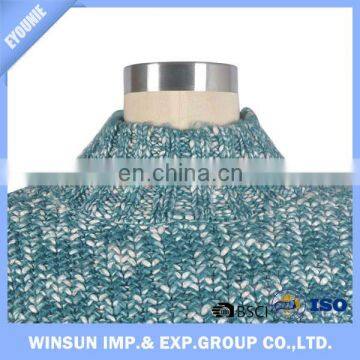 Cyan High O-neck Long Sleeve Women Sweater Tuxedo Design Knitting Fabric photo-3