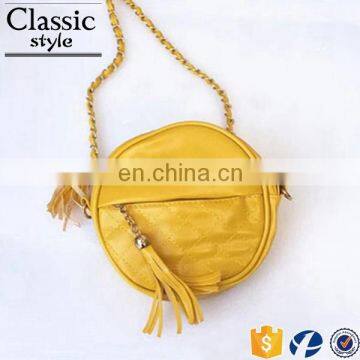 CR Fast Delivery Styling Elegant Round Shape Tassels Zipper With Long Chain Women Purse Red Crossbody Shoulder Bag photo-3