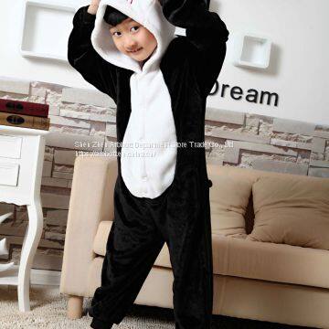 Panda Cartoon Flannel Conjoined Polyester Children Pajamas photo-2