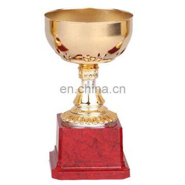 custom gold Bowl Trophy Cup with wooden base