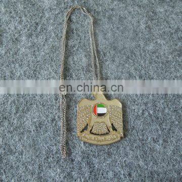 UAE national day die cut Falcon shape with stone metal necklace for gifts