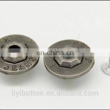 whole sales fashion jeans metal button, light black nickel shank metal button for jeans