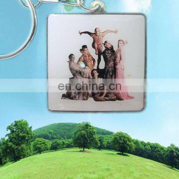 Stainless steel print key chains, key chain colorful low-cost, 38 * 38MM square key chain