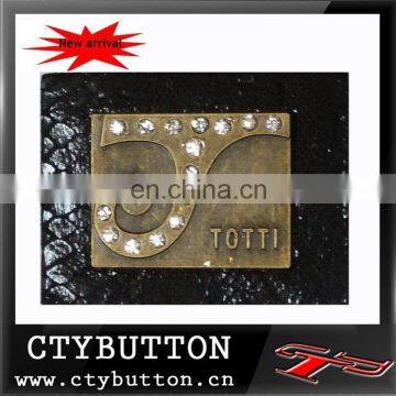 metal logo onside pu leather plate for garment