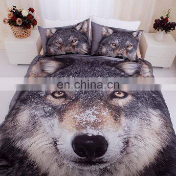 Home Textile 100% Polyester Animal Style 4 Piece Digital Wolf 3D Bedding Duvet Cover Set