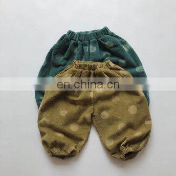 2020 autumn children's fine corduroy loose polka dot bloomers pant