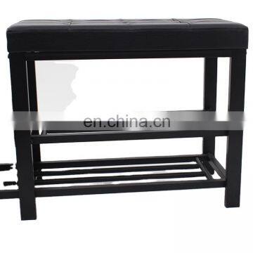 Customized PVC Leather Metal Steel Shoe Racks Bench Storage Organiser Holder Rack At Doorway Entrance photo-2