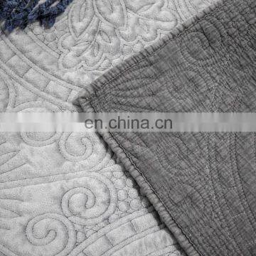 China Factory Custom Queen Size Dark Grey Mandala Embroidered Quilt Cover/Bedding Set photo-3