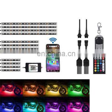 Motorcycle Car Multi Color Glow Flexible Neon Strip Remote Control Led Strip Light 5050 RGB