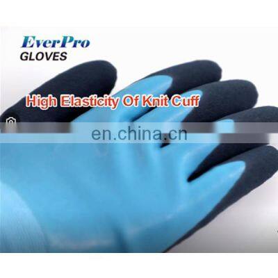 Blue Aqua Waterproof Fully Latex Coated Nylon Safety Work Gloves photo-3