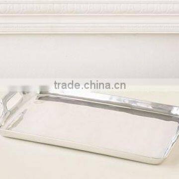Silver Rectangular Oval Serving Tray photo-3
