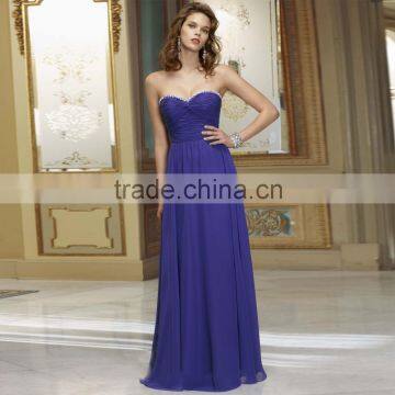 Free Shipping Purple Bridesmaid Dresses Long Party Dress Beads Pleated Chiffon Zipper Robe de demoiselle d'honneur adulte