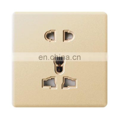 Universal 5 pin Wall Socket 16A Flame Retardant PC Panel 86*86mm Socketes and Switches Electrical