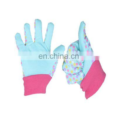 HANDLANDY High performance kids Lovely design cotton palm light blue dotting printing garden gloves