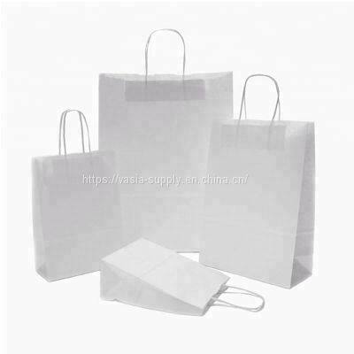 White paper packaging paper bags with handles bulk china supplier wholesale