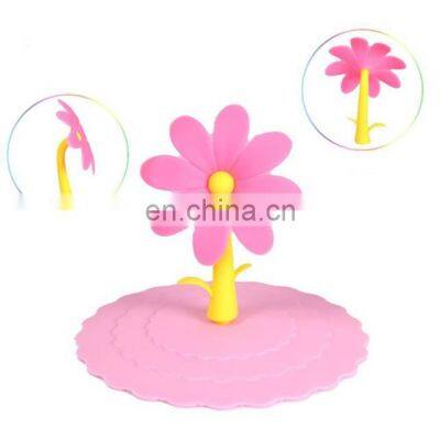 Colorful New Design Flower Shaped Silicone Cup Lid Cup Cover photo-3