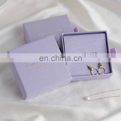 PandaSew Custom Logo Jewelry Box Packaging Gift Drawer Cardboard Box with Microfiber Jewelry Pouch