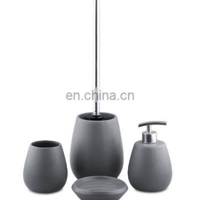 Six Pcs Waste Bin Tissue Box Vanity Ceramic Tabletop Accessories Bathroom Set photo-3