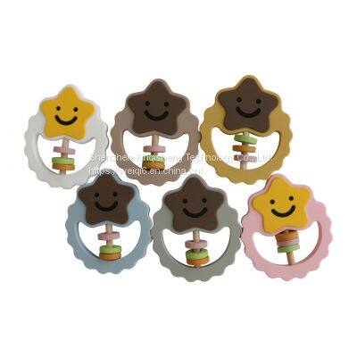 Star Silicone Baby Teether Food Grade Silicone Teething Ring Baby Teething Pendant photo-5