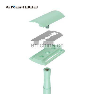Natural Shaving Customized Green Double Edge Womens Safety Shave Razors For Gift photo-2