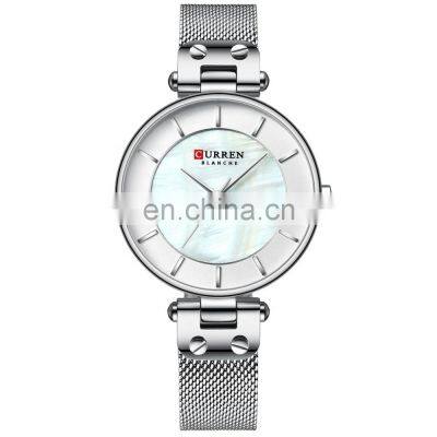 CURREN Fashionable Small Diamond Sun model Dial Japanese Sport Waterproof Mesh Belt Ladies Watch