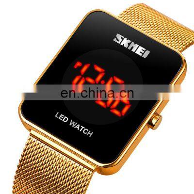 Hot Selling Skmei 1900 Luxury Rose Gold Led Wrist Watch for Men Stainless Steel Mesh Strap Wholesale Price