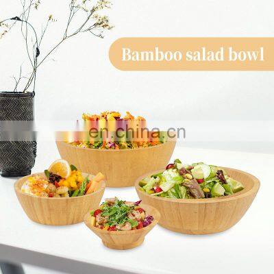 Cheap 100% Natural Round Salad Bowl Bamboo Wooden Bowl Set photo-2