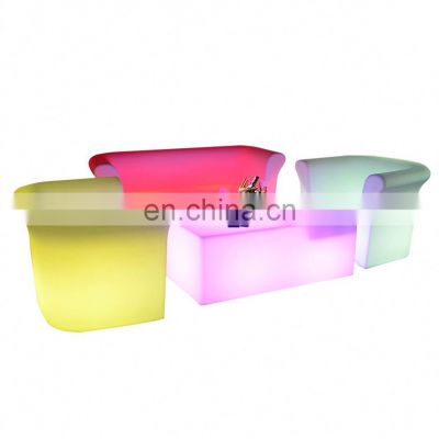 LED stripes light booth seating for bar Bespoke bench tufted upholstery restaurant sofa restaurant furniture