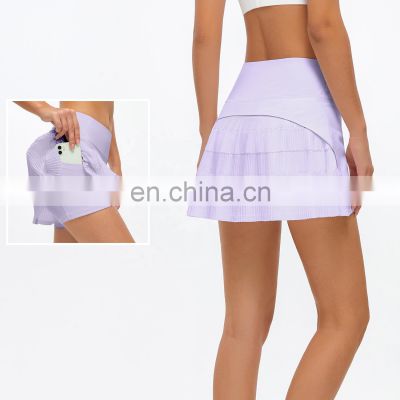 2 Pcs Pleated Tennis Skirt With Pockets Factory Sales High Quality Quick Dry Sports Shorts