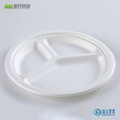 Disposable Biodegradable 10 INCH 3C PLATE Take away Sugarcane