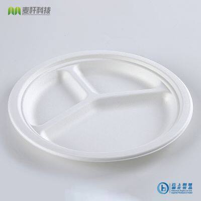 Disposable Biodegradable 10 INCH 3C PLATE Take Away Sugarcane