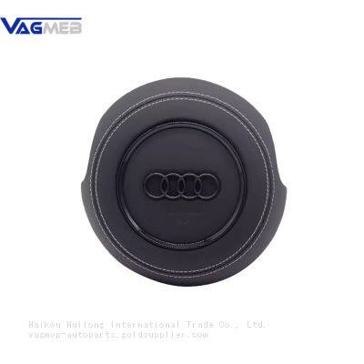 For Audi A4 B9 Alcantara Leather Steering Wheel Airbag Cover Trim Cover White/Black/Red Stitching