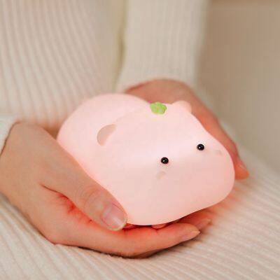 2024 Kids Gift lying down animal hippo  Kids Silicone Night light rechargeable silicone children's night lights For Room