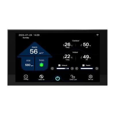 7 Inch Fresh air Ventilation HVAC Fan Smart Controller with PM2.5 CO2 Sensors WIFI Remote Controller Used for AC DC EC Fans