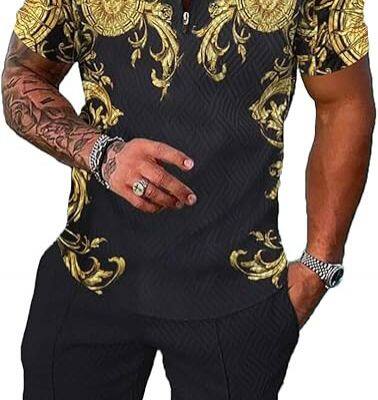 Mens Short Sets 2 Piece Outfits Polo Shirt Fashion Summer Tracksuits Casual Set Short Sleeve and Shorts Set for Men