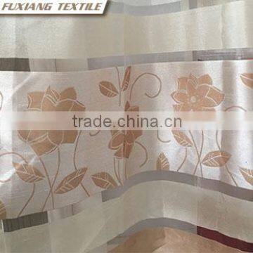 Polyester Voile Jacquard Stripe 8 Eyelets Window Beige Curtain photo-3