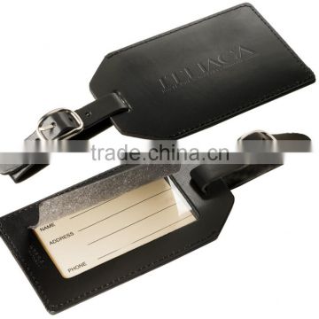 Black leather luggage tag as gift