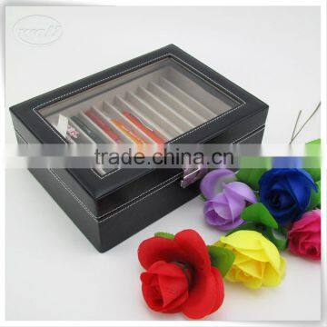 Luxury handmade storage display pu leather pen pot