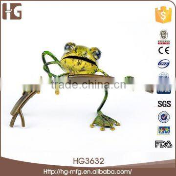 Charming design metal frog with flower 17x17x31CMH HG4962 novelty handicrafts for wholesales