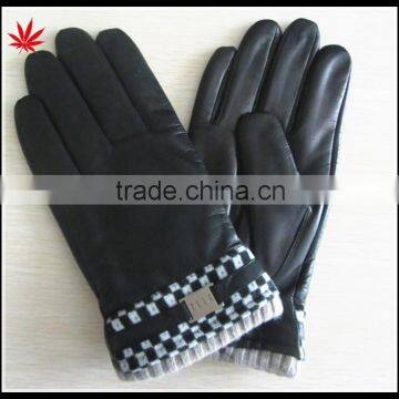 men 's long warm winter genuine leather gloves with belt