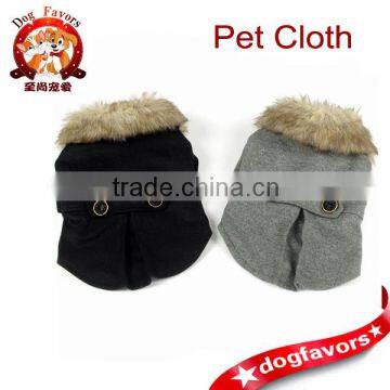 Pet Dog Coat, Thick Furry Collar, Round Button Belt