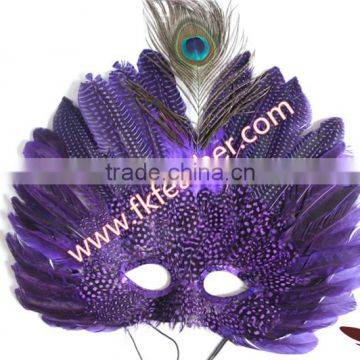 Natural Craft Purple Spot Feather Mask Halloween Decorations