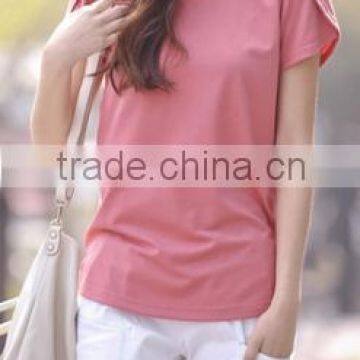 Ladies simple pure color latest design t-shirt