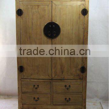 Chinese antique natural solid wood bedroom cabinet