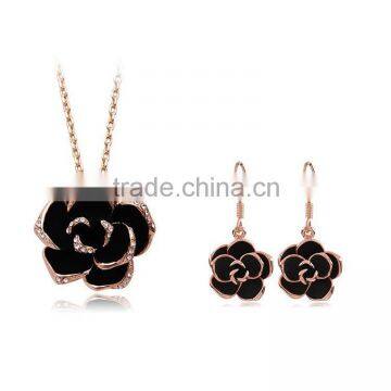 Italy rose shape design necklace and earring jewelry set