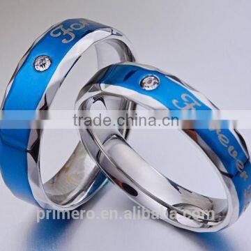 Forever Love Blue Couple Ring Set 316L Stainless Steel Jewelry His and Hers Matching Engagement Ring New Model Wedding Band photo-6