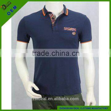 100% cotton fit style leather patch customer logo man polo t-shirt,design promotional polo shirt