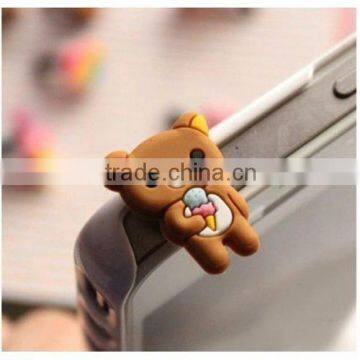 Safety Funny Cartoon PVC Best Sale Phone Dust Plug For Decoration