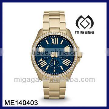 FASHION GOLD PLATING WATCH FULL STEEL WATCH DEEP BLUE DIAL MECHANICAL WATCH FULL STEEL MECHANICAL WATCH